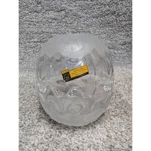 Vintage Western Germany Lead Crystal Egg 24% PbO Frosted Rose Hand Cut Decor